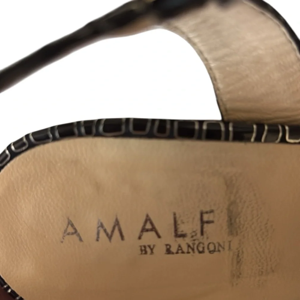 Amalfi by Rangoni Sandals, leather, Black with silver accents, size 9.5